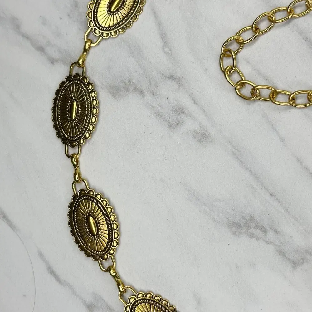 Western Concho Gold Chain Belt One Size (OS) ✨